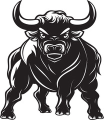 Cartoon Charge Full bodied Bull Icon Design Mighty Horns Bull Vector Logo Illustration