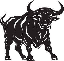 Bullish Buddy Full bodied Bull Icon Design Cartoon Charge Cartoon Bull Vector Illustration