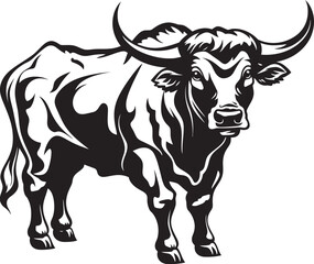 Playful Ponder Full bodied Bull Vector Symbol Bullish Buddy Cartoon Full Body Logo