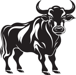 Dynamic Doodle Cartoon Bull Logo Bullish Buddy Full Body Vector Symbol