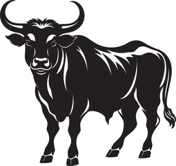 Joyful Jumper Full bodied Bull Vector Emblem Dynamic Doodle Cartoon Bull Logo