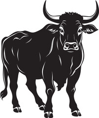 Bullish Energy Full bodied Bull Vector Emblem Brawny Beast Cartoon Bull Logo Illustration