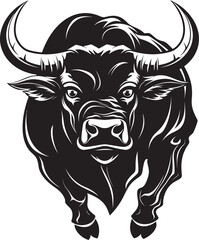 Brawny Beast Cartoon Bull Logo Creation Bold Bull Charge Full Body Bull Vector Icon