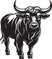 Bovine Brilliance Cartoon Bull Icon Emblem Charging Champion Full bodied Bull Vector Symbol