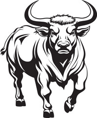 Charging Champion Full bodied Bull Logo Cartoon Bull Blitz Full Body Vector Icon