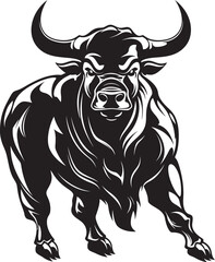 Charging Champion Full bodied Bull Icon Design Cartoon Bull Blitz Full Body Vector Illustration