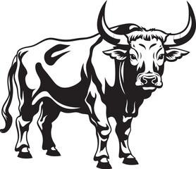 Cartoon Bull Blitz Full Body Vector Illustration Whimsical Whiskers Bull Icon Emblem