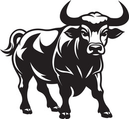 Bullish Energy Full bodied Bull Vector Emblem Brawny Beast Cartoon Bull Logo Illustration