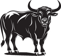 Brawny Beast Cartoon Bull Logo Creation Bold Bull Charge Full Body Bull Vector Icon