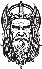 Awesome line art style Viking head vector graphic template, Suitable for logo design, tattoo design or print on demand
