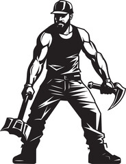 Constructive Conqueror Vector Logo of a Hammer Wielding Worker Builders Beat Iconic Construction Worker Design