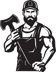 Constructive Force Hammer Wielding Worker Emblem Builders Best Construction Worker Vector Logo