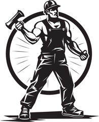 Building Boldness Worker with Hammer Emblem Craftsmans Call Construction Worker Vector