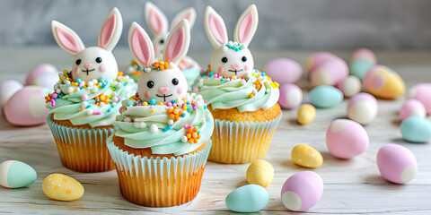 Cute Easter Bunny Cupcakes