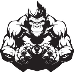 Gamepad Gladiator Strong Monkey Gamer Emblem Muscle Monkey Madness Chimpanzee Controller Icon