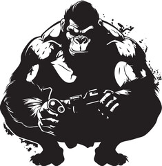 Muscle Monkey Moves Chimpanzee Console Icon Gaming Gorilla Grasp Powerful Primate Emblem
