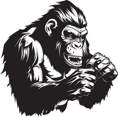 Musclebound Mastery Chimpanzee Gaming Logo Gaming Gorilla Grip Primate Powerplay Emblem