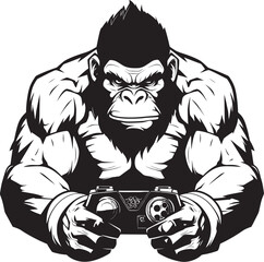 Primal Play Muscular Ape Gaming Emblem Gamepad Gorilla Mighty Muscle Mastery Icon