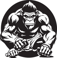 Gamepad Gladiator Strong Ape Gaming Emblem Muscle Monkey Madness Chimpanzee Controller Icon