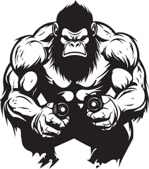 Primate Powerplay Muscular Chimpanzee Icon Gamepad Gladiator Strong Ape Gaming Emblem