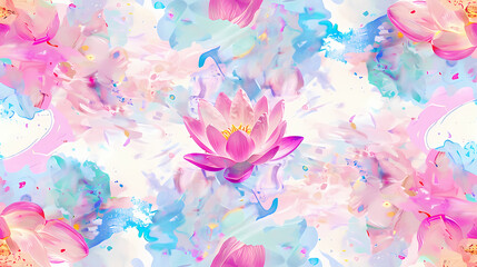 Seamless colorfull waterlilly background pattern tile	
