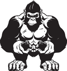 Mighty Muscle Mastery Primal Play Emblem Primate Powerplay Muscular Chimpanzee Logo
