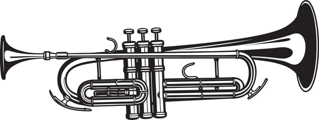 Trumpet Harmony Melodic Icon Vector Brass Crescendo Golden Trumpet Emblem