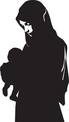 Modest Moments Hijab Mom Holding Infant Logo Serene Motherhood Traditional Hijab Woman with Baby Icon