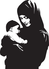 Maternal Modesty Hijab Woman Holding Baby Design Modest Moments Veiled Mother and Baby Icon