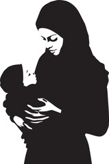 Elegant Embrace Modest Hijab Motherhood Symbol Motherhood Serenity Traditional Hijab Mom with Baby Design
