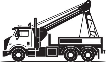 Naklejka premium CraneCraft Versatile Truck Crane Vector Emblem Towering Transporters Truck Crane Symbol Design