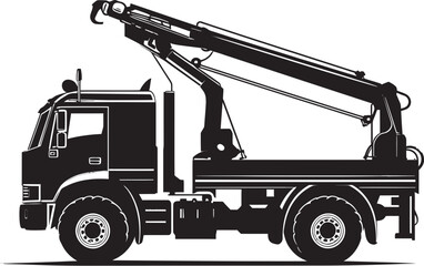 Mobile Mastery Crane Truck Vector Icon Elevated Efficiency Truck Crane Symbol Design