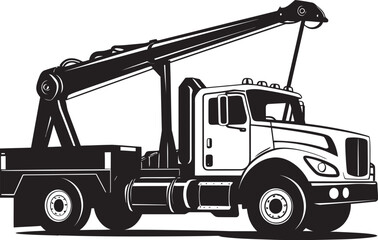 CraneCraft Sturdy Truck Crane Logo Emblem Mobile Mastery Crane Truck Vector Icon