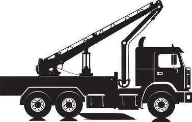 Elevated Efficiency Truck Crane Icon Emblem Gear and Gantry Crane Truck Vector Logo