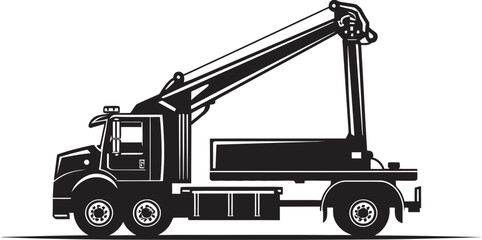 Lifting Legend Crane Truck Icon Logo Towering Transport Truck Crane Vector Emblem