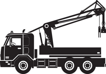High Rise Hero Truck Crane Logo Vector Heavy Duty Hoist Truck Crane Vector Logo