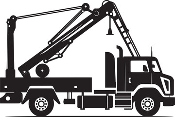 Naklejka premium HoistHero Crane Truck Icon Emblem Titan Hauler Truck Crane Vector Symbol