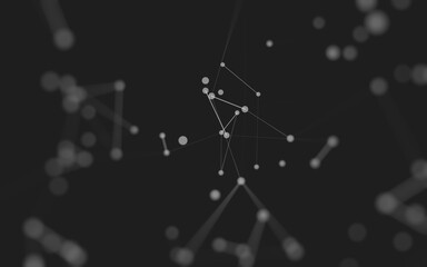Abstract background. Molecules technology with polygonal shapes, connecting dots and lines. Connection structure. Big data visualization.