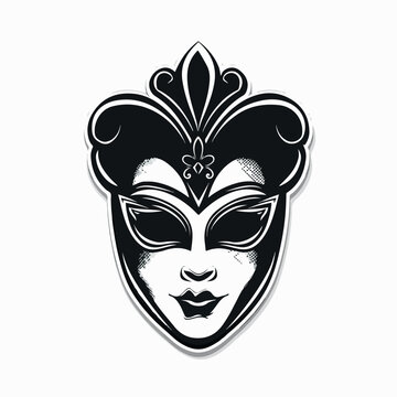 Masquerade in cartoon, doodle style. Image for t-shirt, web, mobile apps and ui. Isolated 2d vector illustration in logo, icon, sketch style, Eps 10. AI Generative