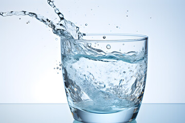 Glass of water drinking clean water splashes white background Generative AI - 756067436