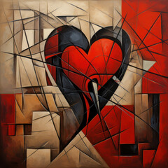 Abstract heart within architectural lines