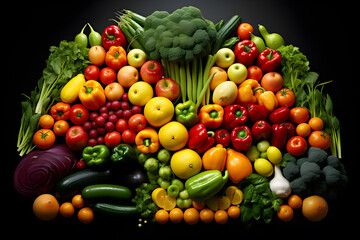For health eat fresh vegetables fruits meat food Generative AI - 756067855