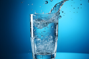 Glass of water drinking clean water splashes white background Generative AI - 756067856