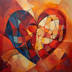 Cubism meets passion in abstract heart
