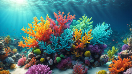 Fototapeta na wymiar Colorful coral reef in the ocean - Generative AI