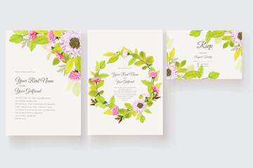 floral summer wedding card illustration