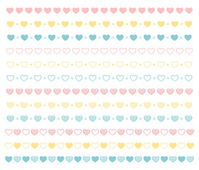 手書きのハートの装飾ライン、仕切りの装飾素材、デコレーション、散布ブラシ