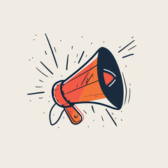 Megaphone in cartoon, doodle style. Image for t-shirt, web, mobile apps and ui. Isolated 2d vector illustration in logo, icon, sketch style, Eps 10. AI Generative