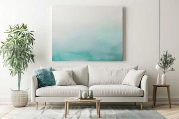 Abstract art piece combining soft pastel hues of sky blue and mint green Forming a serene and dreamlike gradient Perfect for modern decor