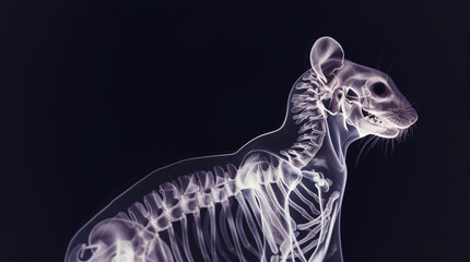 Banner Radiographs, X Ray Picture With Rodent, Rat, Mouse Skeleton for Treatment and Diagnosis. Space For Text. Animal Hospitals, Vet. Pet Scan. AI Generated. Positron Emission Tomography Mockup - obrazy, fototapety, plakaty